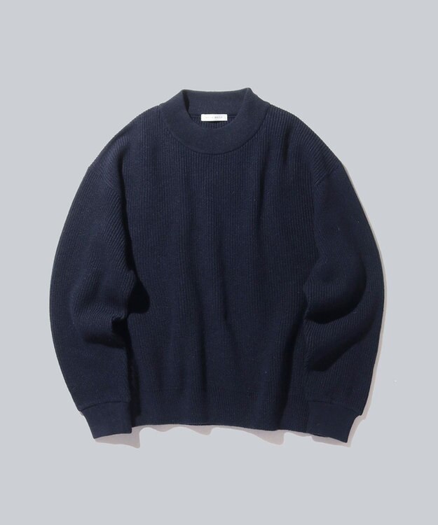 WHITE MAILS 【UNISEX】WASHI&COOMA LAMBS RIB KNIT MOCKNECK SWEATER ニットセーター コン