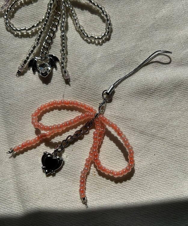 WEGO リボンビーズストラップキーホルダー 柄6