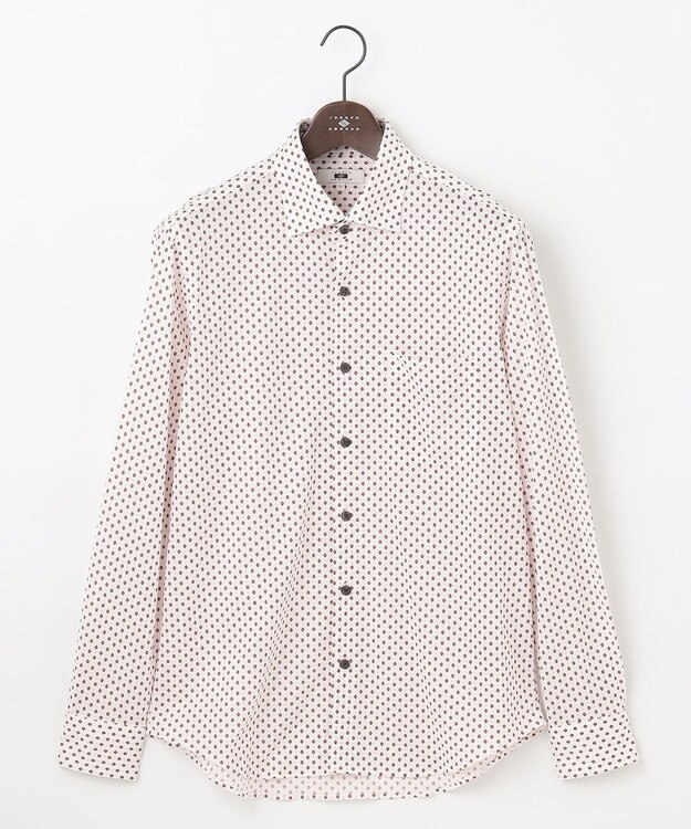 JOSEPH ABBOUD 【綿100％・ストレッチ・イージーケア】コンフォートジャージー プリント シャツ ワイン系5