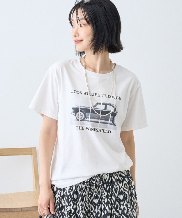 AMERICAN HOLIC フォト&レタリングプリントTシャツ Off White