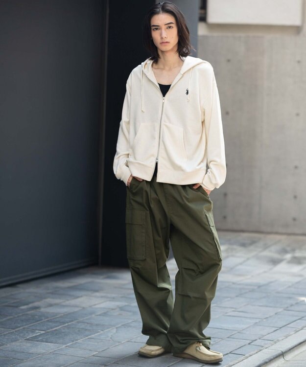 WEGO 【WEB限定/ユニセックス着用ITEM/25年秋冬新作/SMLサイズ展開】別注U.S.POLO ASSN.　ZIPパーカー オフホワイト