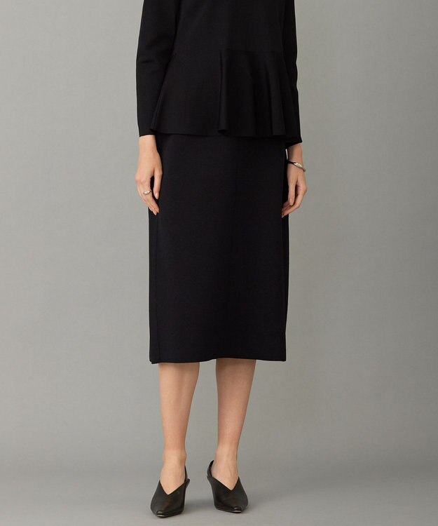 ICB 【洗える】シンセティックヤーンスムース ニットスカート ブラック系