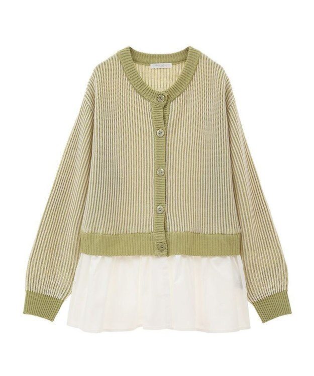 Green Parks 配色リブドッキングチュニック Green