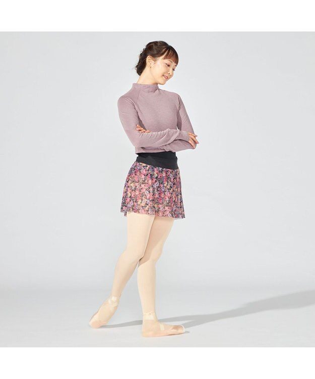 Chacott モックネック・ショートトップ (サーモギア(R)糸使用） グレイッシュライラック