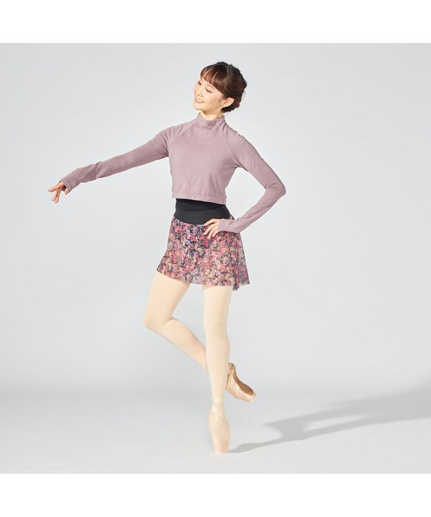 Chacott モックネック・ショートトップ (サーモギア(R)糸使用） グレイッシュライラック