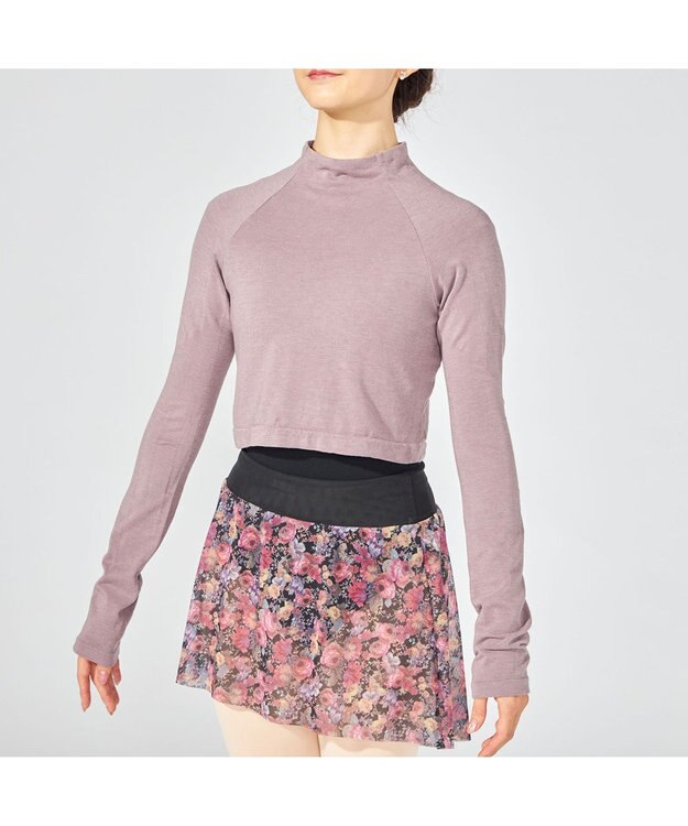 Chacott モックネック・ショートトップ (サーモギア(R)糸使用） グレイッシュライラック