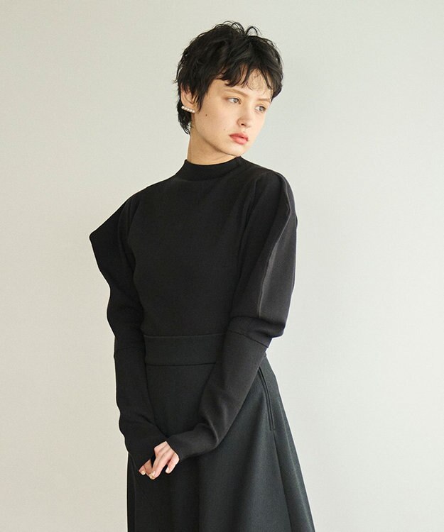 #Newans 【洗える】スクエアショルダーポイントニット ブラック