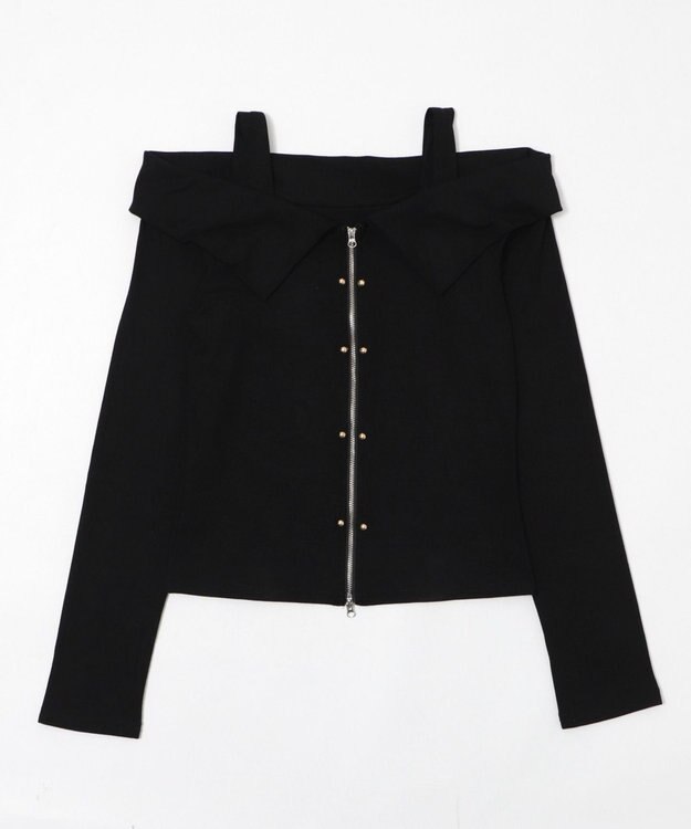 WEGO オフショルスタッズデザイントップ ブラック