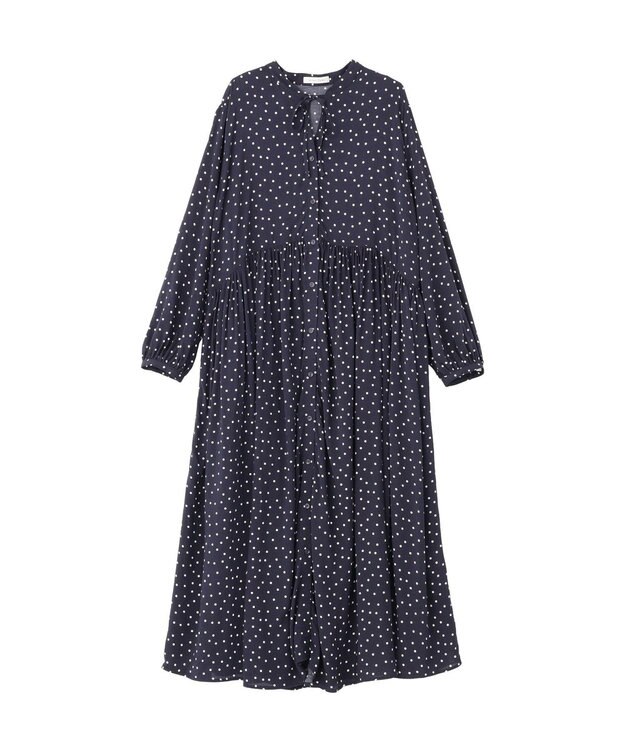 Green Parks スキッパーギャザーワンピース Dot