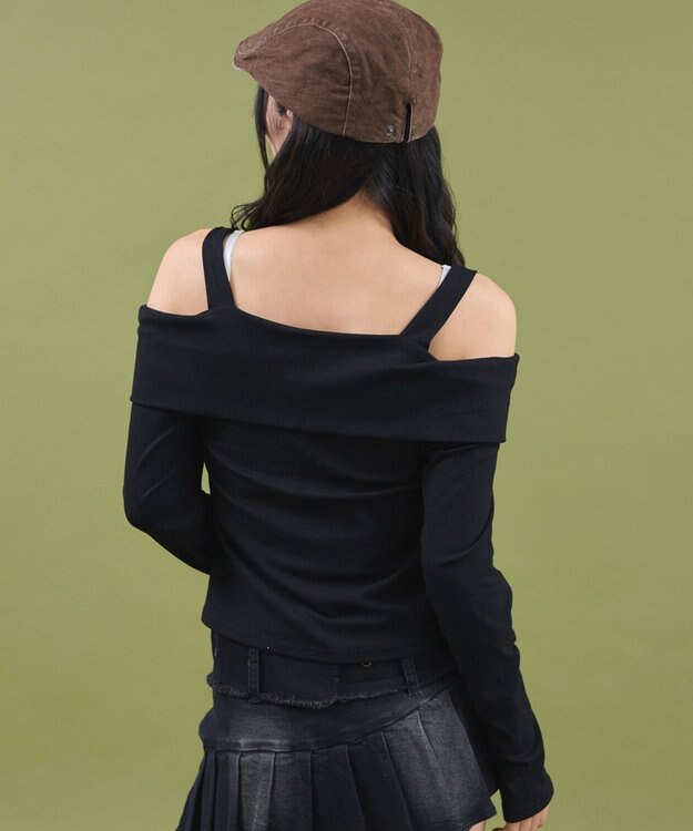 WEGO オフショルスタッズデザイントップ ブラック