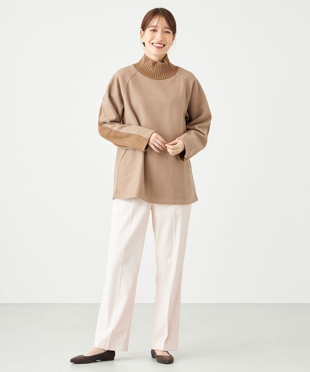 SHARE PARK LADIES ラグランスリープハイネックプルオーバー キャメル