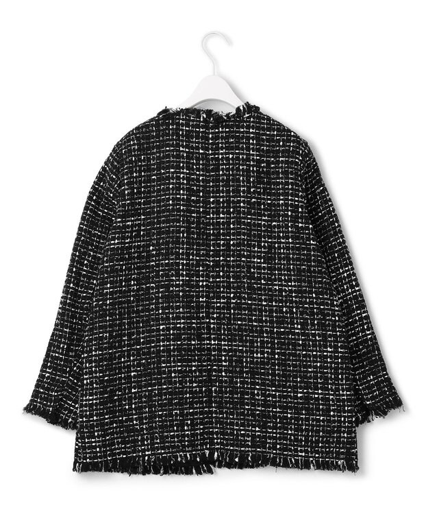 ICB L 【セットアップ着用可能】ロービングツイード ノーカラージャケット ブラック×オフホワイト系