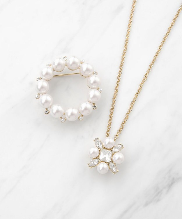 TOCCA PEARL BIJOUX SET BROOCHNECKLACE 3WAYブローチネックレス ゴールド系