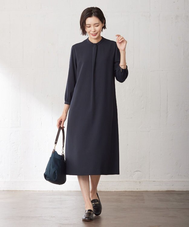 J.PRESS LADIES 【洗える】ノルディス2wayジョーゼット ワンピース ネイビー系