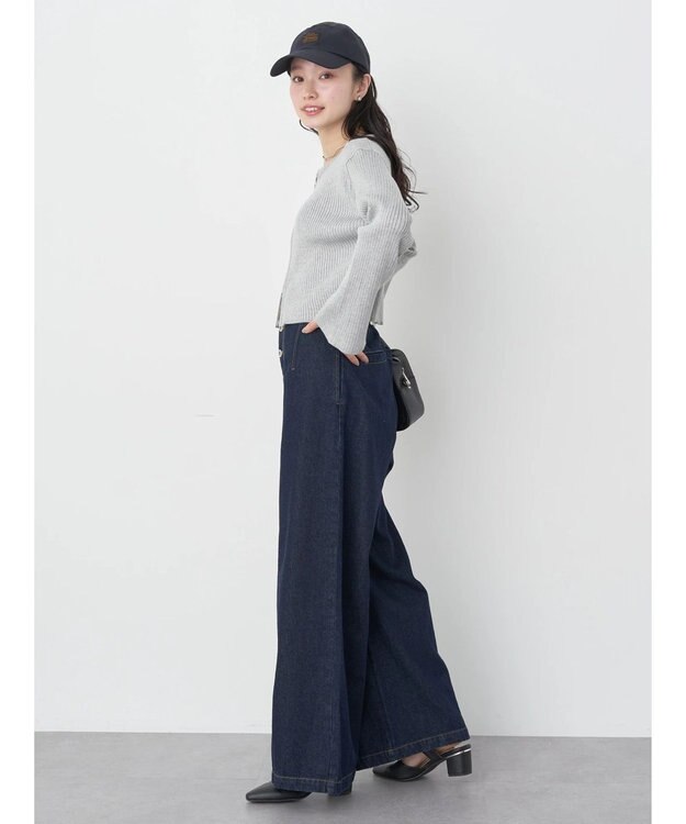 earth music&ecology ボタンフライワイドデニムパンツ Indigo