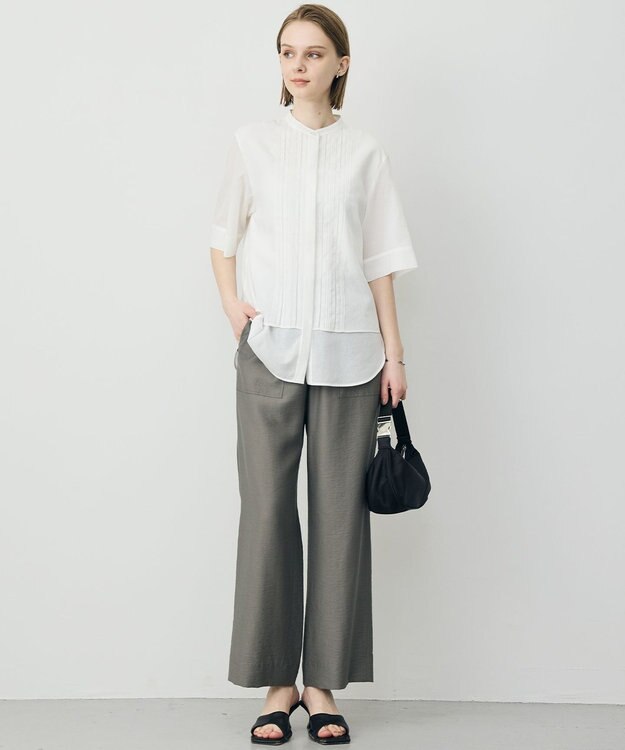 ICB L 【先行予約】ワッシャーツイル ワイドストレートパンツ スティールカーキ