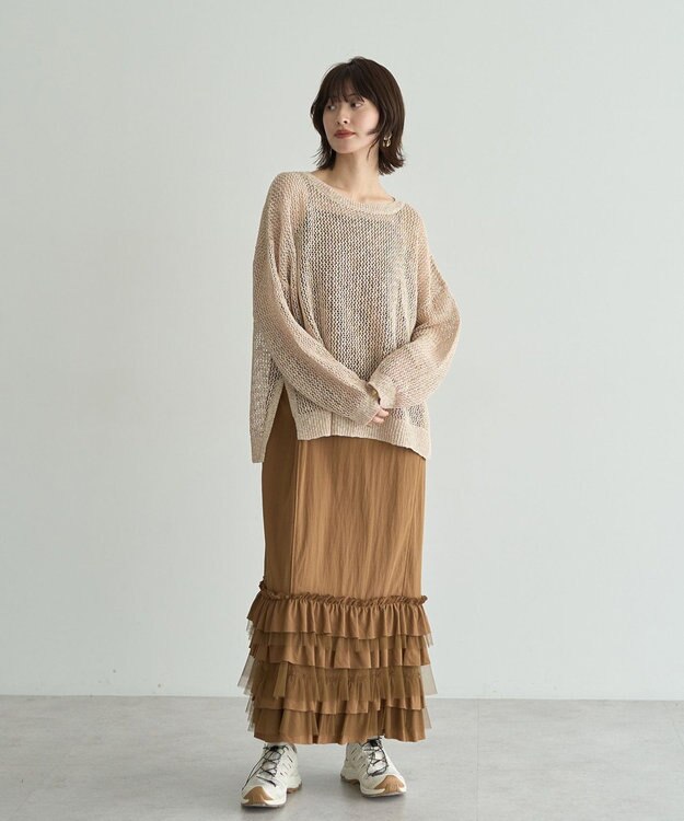 YECCA VECCA ラッフルキャミワンピース Camel