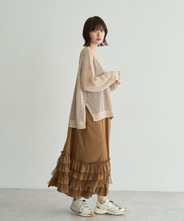 YECCA VECCA ラッフルキャミワンピース Camel