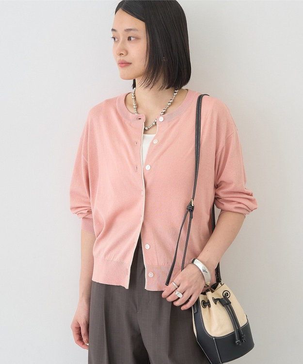 AMERICAN HOLIC 配色シアーカーディガン Pink