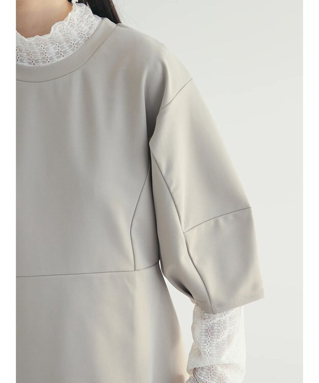 Green Parks armonia. ペプラム切替トップス Gray Beige