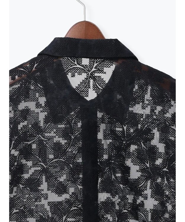 Te chichi オーガンジー刺繍ハーフスリーブシャツ ブラック