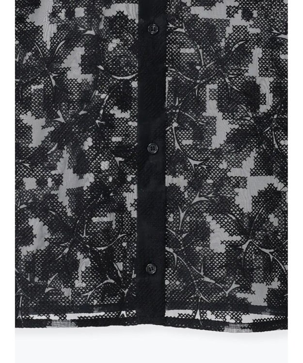 Te chichi オーガンジー刺繍ハーフスリーブシャツ ブラック