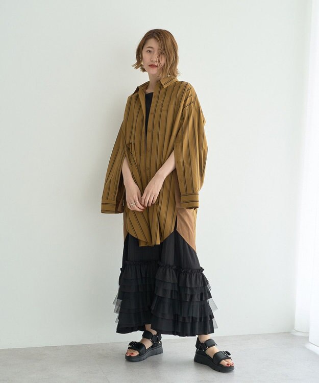 YECCA VECCA ラッフルキャミワンピース Camel