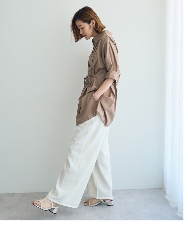 YECCA VECCA 【ORGABITS】タックロングシャツ Beige