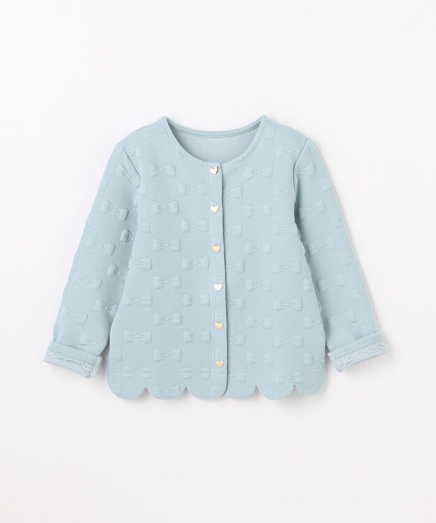 ANY KIDS リボン ジャガード カーディガン サックスブルー