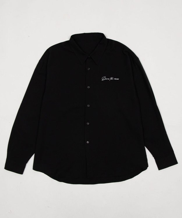 WEGO ワンポイントルーズシャツ（LS） ブラック