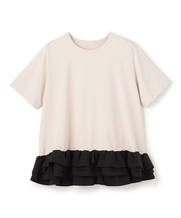 UNFILO BEAUTY FORM-T フリルヘム Tシャツ グレージュ