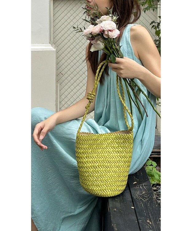 style code 大人の夏を軽やかにする 牛革 メッシュ バケットショルダー イエロー