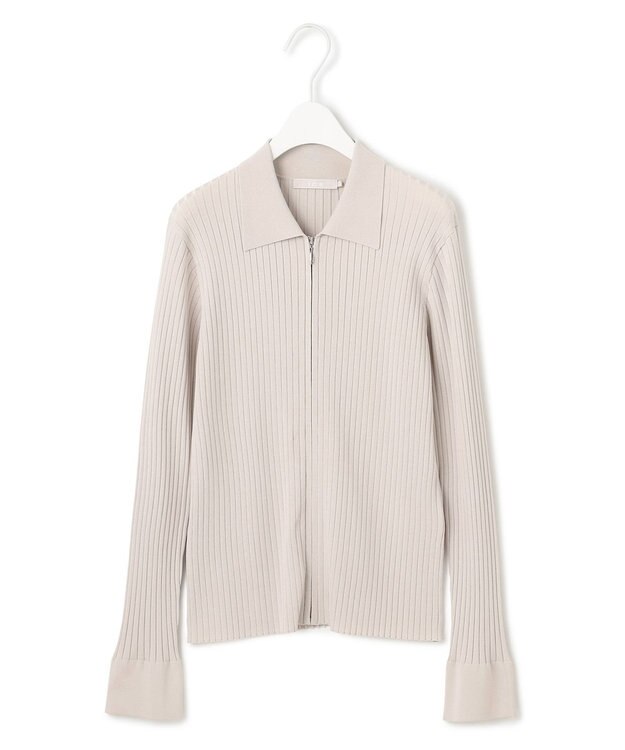 ICB 【洗える】シルクヴィスコースハイゲージ ジップアップカーディガン トープ系