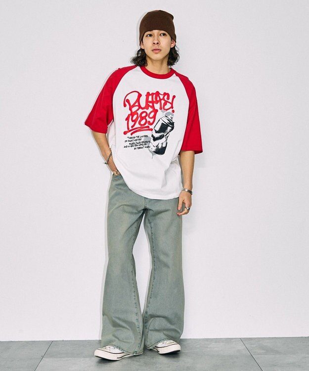 WEGO フォトグラフィックラグランBIGT（S） 柄1