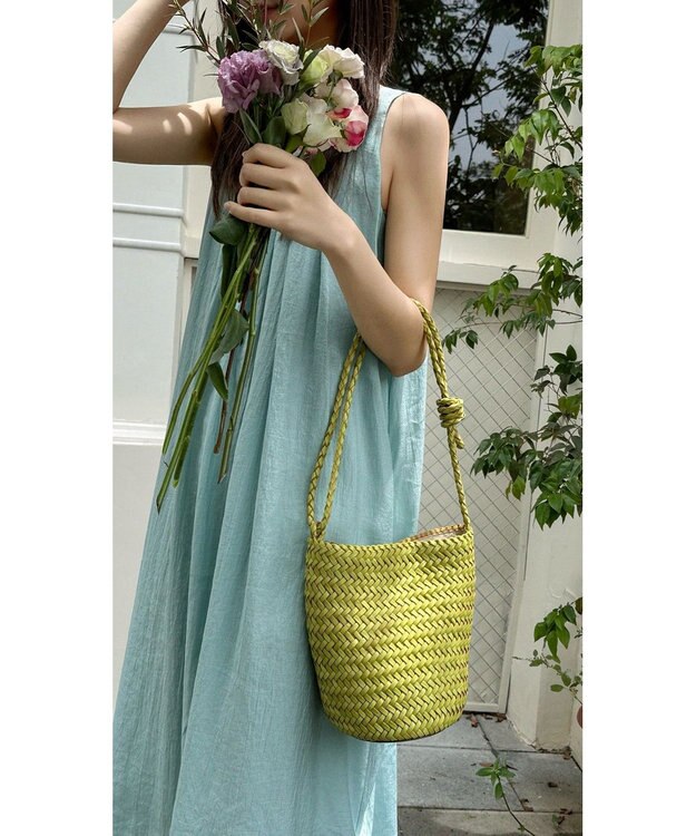 style code 大人の夏を軽やかにする 牛革 メッシュ バケットショルダー イエロー