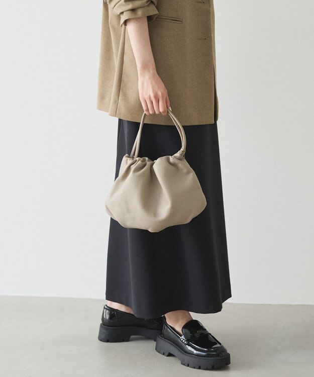 russet レザー巾着4WAYショルダーバッグ(CE-1454) GrayBeige