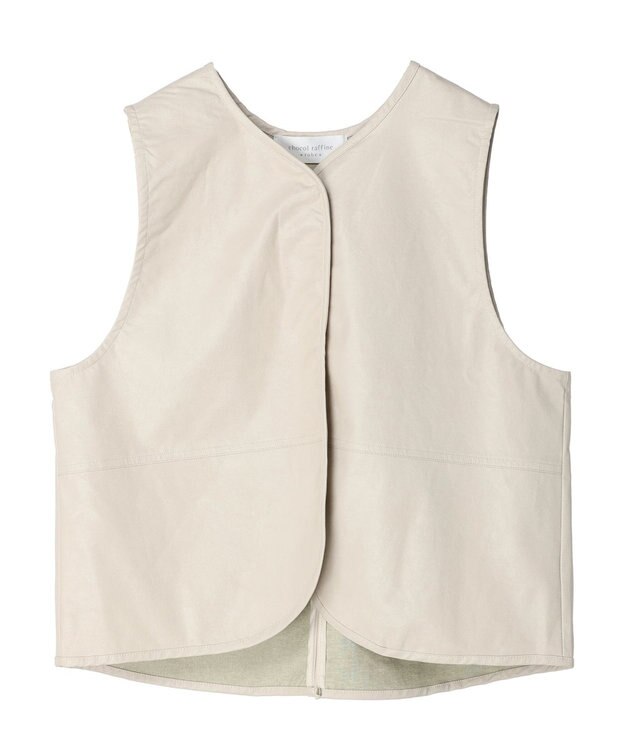 Green Parks フェイクレザーベスト Ecru