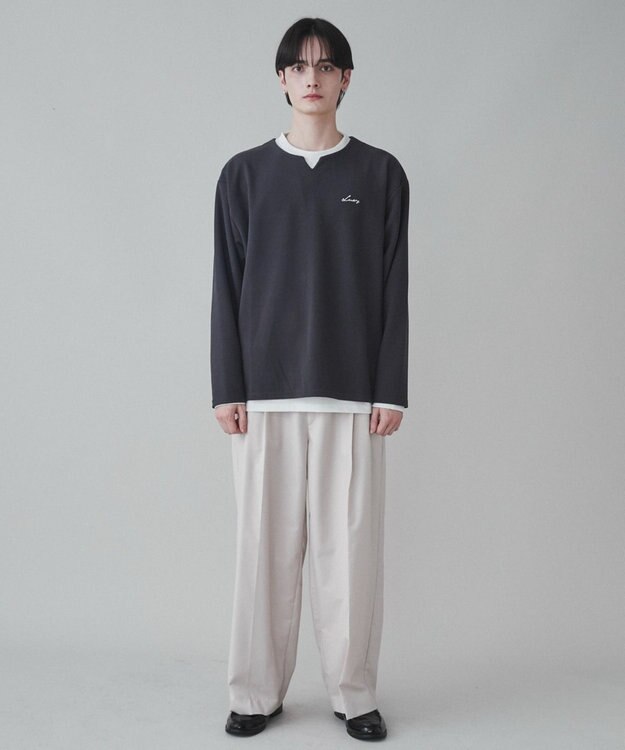 WEGO 【2点SET】アンサンブルキーネックプルオーバー ダークグレー