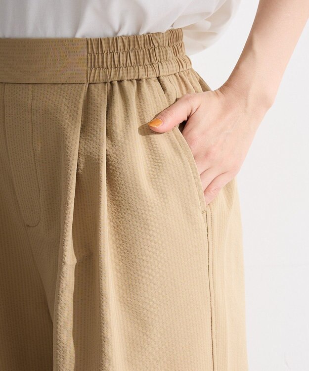 Green Parks サッカー裾ドロストワイドパンツ Beige