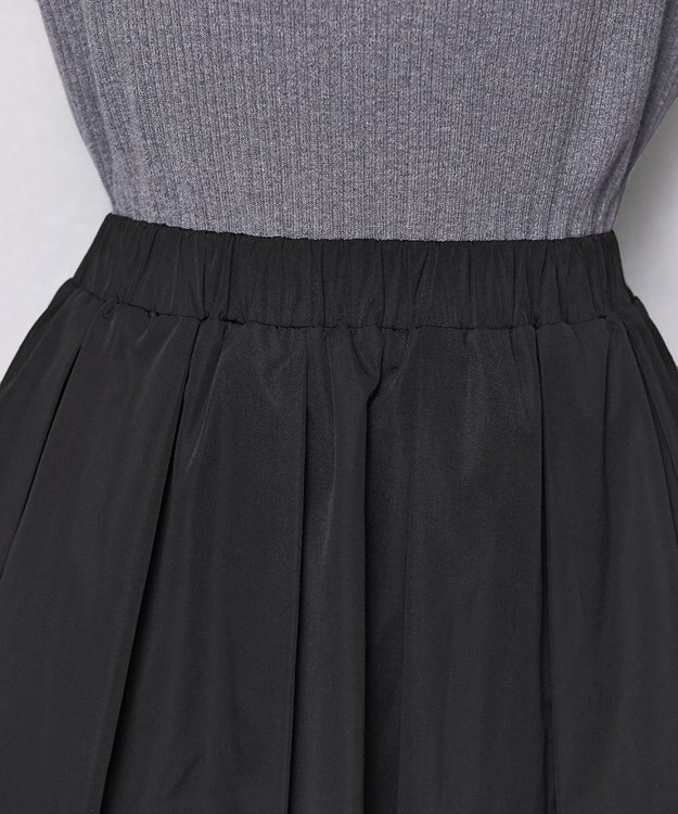 Tiaclasse L 【洗える】タフタスカートドッキングワンピース チャコールグレー