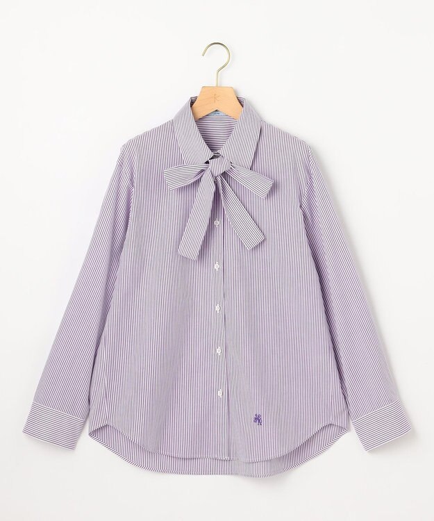 組曲 S 【加藤ローサさん着用】コットンタッチシャーティングボウタイ付き シャツ パープル系1