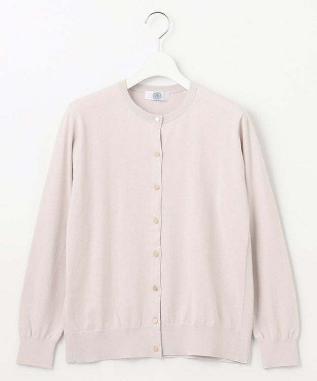 J.PRESS LADIES 【洗える】BASIC HT-COTTON クルーネック カーディガン グレージュ系