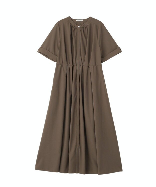Green Parks サマ見えタックギャザーワンピース Brown