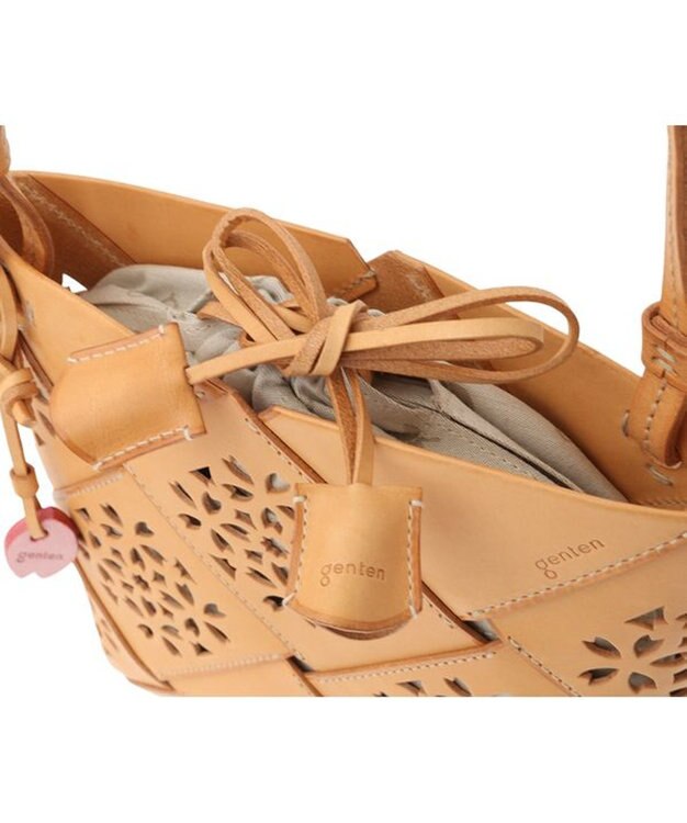 genten フラッターバスケット ショルダーバッグ ヌメベージュ