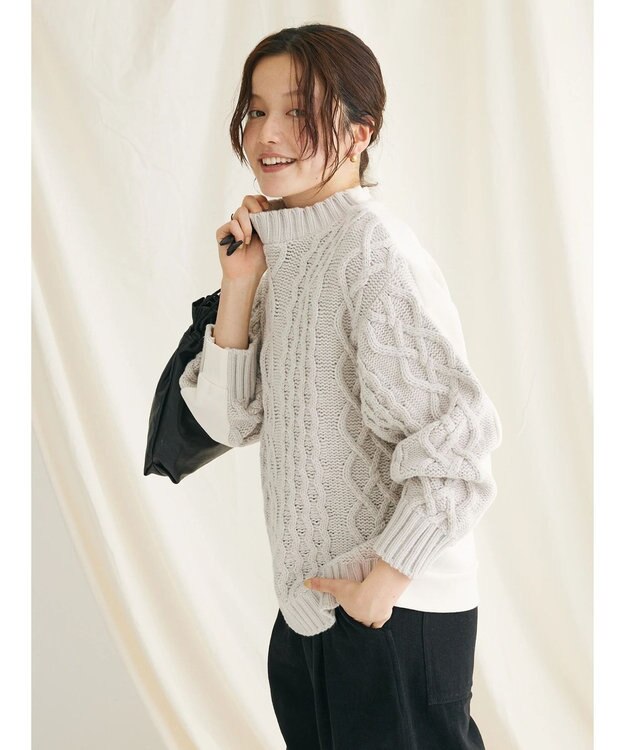 CRAFT STANDARD BOUTIQUE ケーブルニットドッキングスウェット Ivory