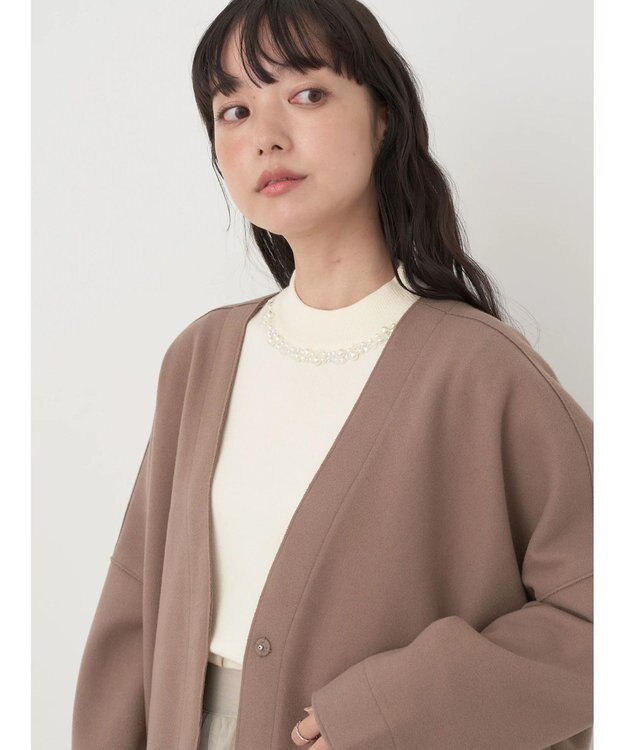 earth music&ecology 圧縮風ポンチコーディガン Mocha