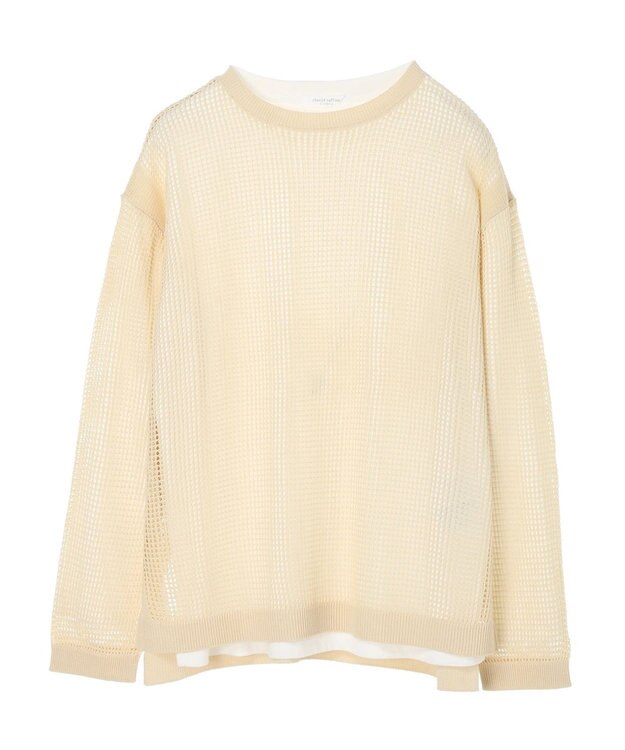 Green Parks ＳＥＴ２点ロンＴ＋メッシュニットプルオーバー Light Beige