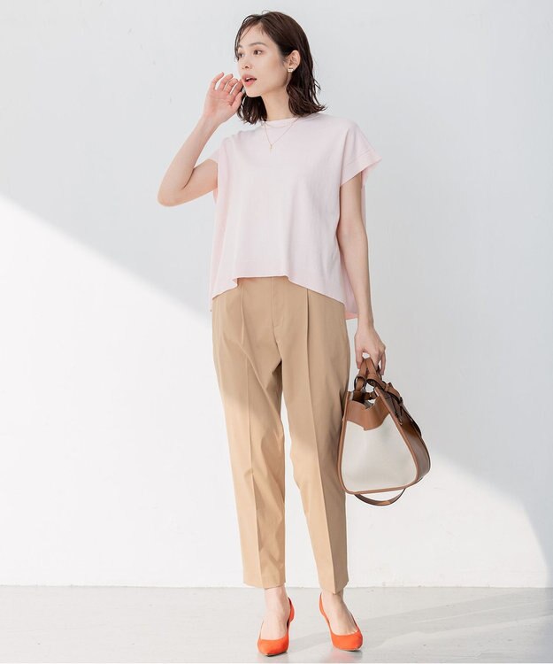 組曲 【ストレッチ・イージーケア】ハイウエストチノ パンツ ベージュ系