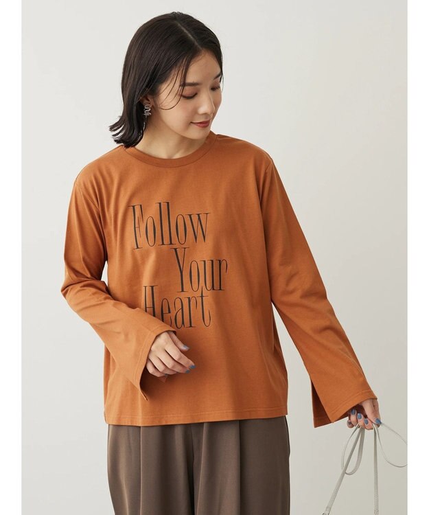 Green Parks ・Ｐｅｔｉｔ　Ｆｌｅｕｒ　ロゴｐｔフレアスリーブロンＴ Brown