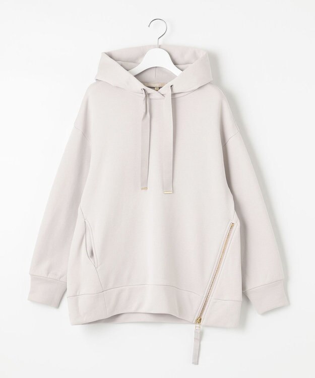 自由区 【洗える】4段裏毛起毛 パーカー ライトグレー系